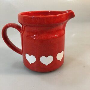 Waechtersbach Red White Hearts Creamer Pitcher 16 oz 2 Cup W Germany Vintage